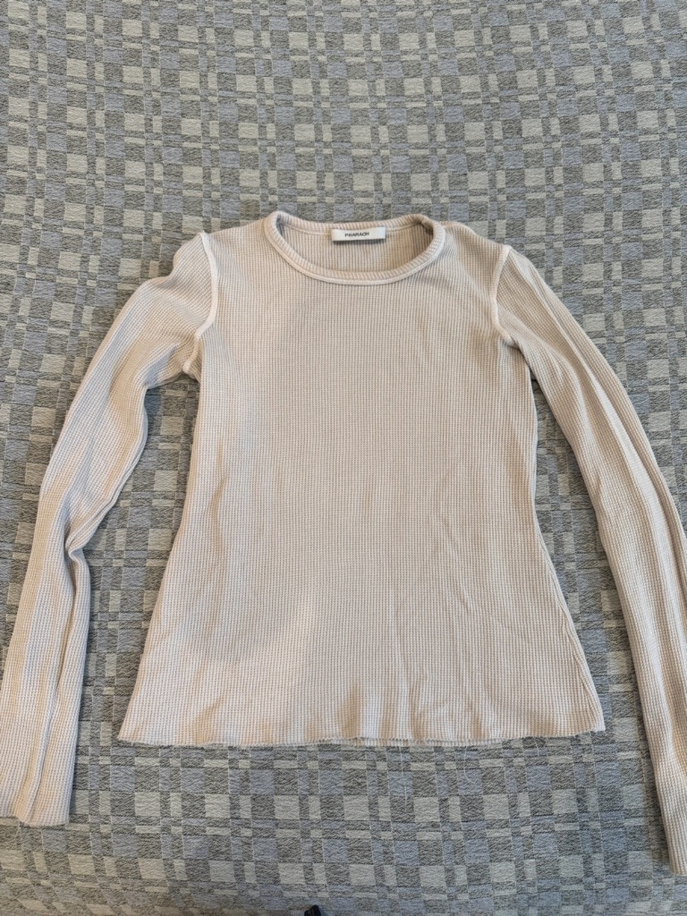 Pharaoh tan waffle knit long sleeve top
